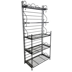 Boulangère Pliable Etagère de Rangement Présentoir Intérieur et Extérieur à 4 Etages en Fer Patiné Marron 33,5x66x149cm