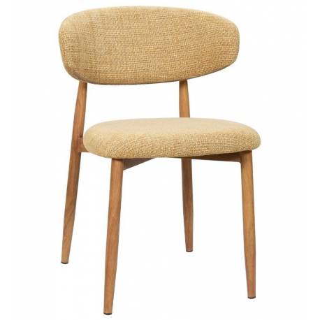 Chaise Georgia Pied Naturel Fauteuil de Table Métal et Tissu Moutarde Assise de Salle à Manger Design Rétro 52x55x78cm