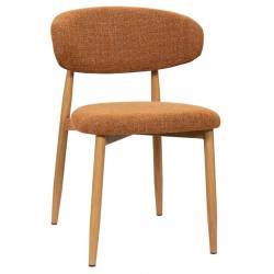 Chaise Georgia Pied Naturel Fauteuil de Table Métal et Tissu Fox Assise de Salle à Manger Design Rétro 52x55x78cm