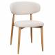 Chaise Georgia Pied Naturel Fauteuil de Table Métal et Tissu Beige Assise de Salle à Manger Design Rétro 52x55x78cm