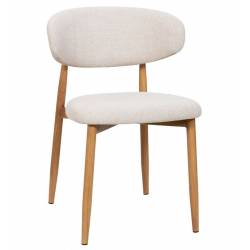 Chaise Georgia Pied Naturel Fauteuil de Table Métal et Tissu Beige Assise de Salle à Manger Design Rétro 52x55x78cm