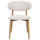 Chaise Georgia Pied Naturel Fauteuil de Table Métal et Tissu Beige Assise de Salle à Manger Design Rétro 52x55x78cm