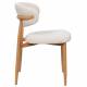 Chaise Georgia Pied Naturel Fauteuil de Table Métal et Tissu Beige Assise de Salle à Manger Design Rétro 52x55x78cm
