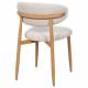 Chaise Georgia Pied Naturel Fauteuil de Table Métal et Tissu Beige Assise de Salle à Manger Design Rétro 52x55x78cm