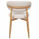 Chaise Georgia Pied Naturel Fauteuil de Table Métal et Tissu Beige Assise de Salle à Manger Design Rétro 52x55x78cm