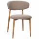 Chaise Georgia Pied Naturel Fauteuil de Table Métal et Tissu Taupe Assise de Salle à Manger Design Rétro 52x55x78cm