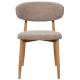 Chaise Georgia Pied Naturel Fauteuil de Table Métal et Tissu Taupe Assise de Salle à Manger Design Rétro 52x55x78cm