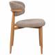 Chaise Georgia Pied Naturel Fauteuil de Table Métal et Tissu Taupe Assise de Salle à Manger Design Rétro 52x55x78cm