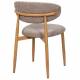 Chaise Georgia Pied Naturel Fauteuil de Table Métal et Tissu Taupe Assise de Salle à Manger Design Rétro 52x55x78cm