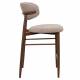 Tabouret de Bar Georgia Pied Finition Noyer Chaise Haute Métal et Tissu Taupe Assise de Comptoir Design Rétro 52x55x94cm