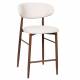 Tabouret de Bar Georgia Pied Finition Noyer Chaise Haute Métal et Tissu Beige Assise de Comptoir Design Rétro 52x55x94cm