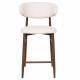 Tabouret de Bar Georgia Pied Finition Noyer Chaise Haute Métal et Tissu Beige Assise de Comptoir Design Rétro 52x55x94cm