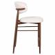 Tabouret de Bar Georgia Pied Finition Noyer Chaise Haute Métal et Tissu Beige Assise de Comptoir Design Rétro 52x55x94cm