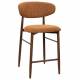 Tabouret de Bar Georgia Pied Finition Noyer Chaise Haute Métal et Tissu Fox Assise de Comptoir Design Rétro 52x55x94cm