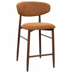 Tabouret de Bar Georgia Pied Finition Noyer Chaise Haute Métal et Tissu Fox Assise de Comptoir Design Rétro 52x55x94cm