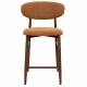 Tabouret de Bar Georgia Pied Finition Noyer Chaise Haute Métal et Tissu Fox Assise de Comptoir Design Rétro 52x55x94cm
