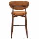 Tabouret de Bar Georgia Pied Finition Noyer Chaise Haute Métal et Tissu Fox Assise de Comptoir Design Rétro 52x55x94cm