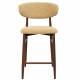 Tabouret de Bar Georgia Pied Finition Noyer Chaise Haute Métal et Tissu Moutarde Assise de Comptoir Design Rétro 52x55x94cm