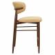 Tabouret de Bar Georgia Pied Finition Noyer Chaise Haute Métal et Tissu Moutarde Assise de Comptoir Design Rétro 52x55x94cm