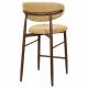 Tabouret de Bar Georgia Pied Finition Noyer Chaise Haute Métal et Tissu Moutarde Assise de Comptoir Design Rétro 52x55x94cm