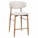 Tabouret de Bar Georgia Pied Finition Naturelle Chaise Haute Métal et Tissu Beige Assise de Comptoir Design Rétro 52x55x94cm