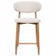 Tabouret de Bar Georgia Pied Finition Naturelle Chaise Haute Métal et Tissu Beige Assise de Comptoir Design Rétro 52x55x94cm