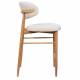 Tabouret de Bar Georgia Pied Finition Naturelle Chaise Haute Métal et Tissu Beige Assise de Comptoir Design Rétro 52x55x94cm