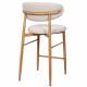 Tabouret de Bar Georgia Pied Finition Naturelle Chaise Haute Métal et Tissu Beige Assise de Comptoir Design Rétro 52x55x94cm