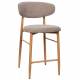 Tabouret de Bar Georgia Pied Finition Naturelle Chaise Haute Métal et Tissu Taupe Assise de Comptoir Design Rétro 52x55x94cm