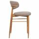 Tabouret de Bar Georgia Pied Finition Naturelle Chaise Haute Métal et Tissu Taupe Assise de Comptoir Design Rétro 52x55x94cm