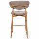 Tabouret de Bar Georgia Pied Finition Naturelle Chaise Haute Métal et Tissu Taupe Assise de Comptoir Design Rétro 52x55x94cm