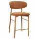 Tabouret de Bar Georgia Pied Finition Naturelle Chaise Haute Métal et Tissu Fox Assise de Comptoir Design Rétro 52x55x94cm