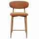 Tabouret de Bar Georgia Pied Finition Naturelle Chaise Haute Métal et Tissu Fox Assise de Comptoir Design Rétro 52x55x94cm