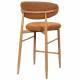 Tabouret de Bar Georgia Pied Finition Naturelle Chaise Haute Métal et Tissu Fox Assise de Comptoir Design Rétro 52x55x94cm