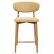 Tabouret de Bar Georgia Pied Finition Naturelle Chaise Haute Métal et Tissu Moutarde Assise de Comptoir Design Rétro 52x55x94cm