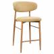 Tabouret de Bar Georgia Pied Finition Naturelle Chaise Haute Métal et Tissu Moutarde Assise de Comptoir Design Rétro 52x55x94cm