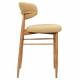 Tabouret de Bar Georgia Pied Finition Naturelle Chaise Haute Métal et Tissu Moutarde Assise de Comptoir Design Rétro 52x55x94cm