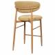 Tabouret de Bar Georgia Pied Finition Naturelle Chaise Haute Métal et Tissu Moutarde Assise de Comptoir Design Rétro 52x55x94cm