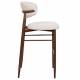 Tabouret de Bar Georgia Pied Finition Noyer Chaise Haute Métal et Tissu Beige Assise de Comptoir Design Rétro 52x55x104cm