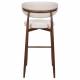 Tabouret de Bar Georgia Pied Finition Noyer Chaise Haute Métal et Tissu Beige Assise de Comptoir Design Rétro 52x55x104cm