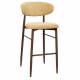 Tabouret de Bar Georgia Pied Finition Noyer Chaise Haute Métal et Tissu Moutarde Assise de Comptoir Design Rétro 52x55x104cm
