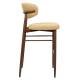 Tabouret de Bar Georgia Pied Finition Noyer Chaise Haute Métal et Tissu Moutarde Assise de Comptoir Design Rétro 52x55x104cm