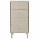 Chiffonnier Morning Zuiver Gris Console 4 Tiroirs Acier, Bois et Rotin Meuble de Rangement Haut 42x60x121cm