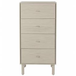 Chiffonnier Morning Zuiver Gris Console 4 Tiroirs Acier, Bois et Rotin Meuble de Rangement Haut 42x60x121cm