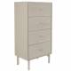 Chiffonnier Morning Zuiver Gris Console 4 Tiroirs Acier, Bois et Rotin Meuble de Rangement Haut 42x60x121cm