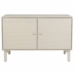 Cabinet Morning Zuiver Gris Meuble TV 2 Portes Acier, Bois et Rotin Buffet de Rangement Bahut 45x70x108cm