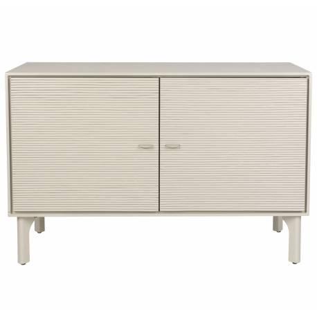Cabinet Morning Zuiver Gris Meuble TV 2 Portes Acier, Bois et Rotin Buffet de Rangement Bahut 45x70x108cm