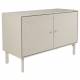 Cabinet Morning Zuiver Gris Meuble TV 2 Portes Acier, Bois et Rotin Buffet de Rangement Bahut 45x70x108cm