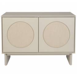 Meuble TV Twin Zuiver Bahut Gris 2 Portes Bois et Tissu Buffet de Rangement Bahut 45x70x100cm