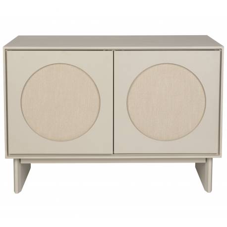 Meuble TV Twin Zuiver Bahut Gris 2 Portes Bois et Tissu Buffet de Rangement Bahut 45x70x100cm